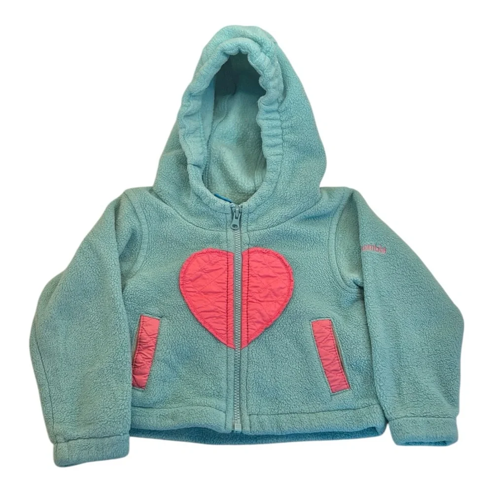 Columbia Blue Tea Heart‎ Fleece Baby Full Zip Jacket